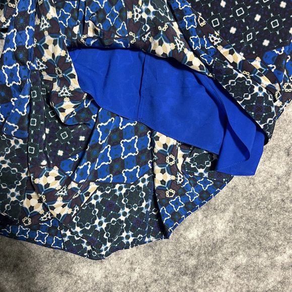 BCBG MaxAzria Corset Top Womens 2 Blue BOHO Asymmetric Ribs Fringe Bustier Tiers - Picture 14 of 17